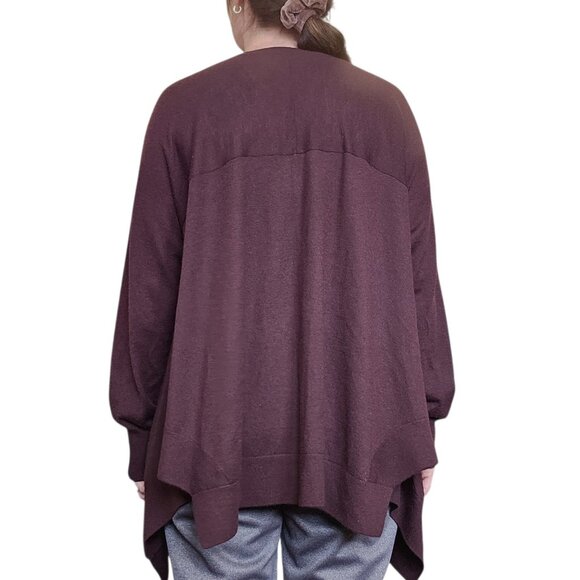 Womens Cashmere Cardigan Sweater Brown Oversized Sz L Slouchy Baggy Vneck - Picture 2 of 8